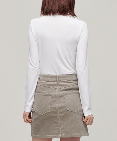 WOMENS TENCEL SLIM TURTLE NECK TEE #韓韶禧同款! - 16 COLORS WHITE