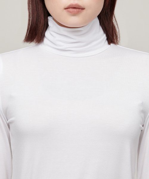 WOMENS TENCEL SLIM TURTLE NECK TEE #韓韶禧同款! - 16 COLORS WHITE