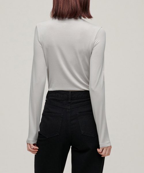 WOMENS TENCEL SLIM TURTLE NECK TEE #韓韶禧同款! - 16 COLORS LIGHT GREY