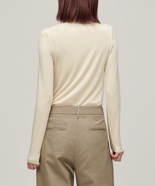 WOMENS TENCEL SLIM TURTLE NECK TEE #韓韶禧同款! - 16 COLORS CREAM