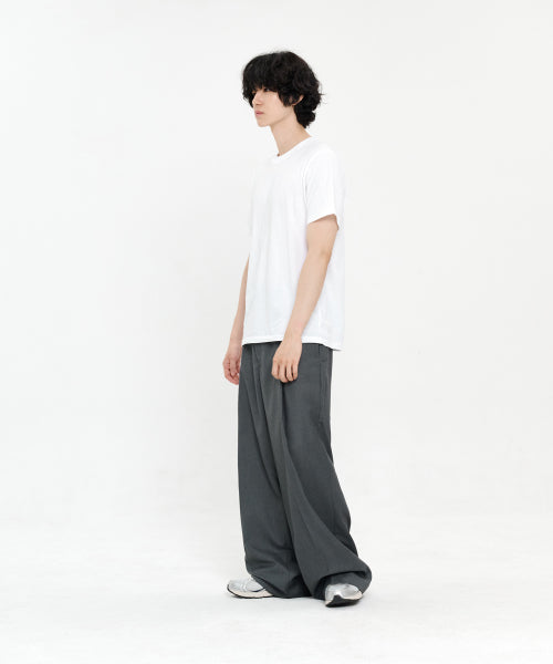 ONE TUCK WIDE SLACKS - 5 COLORS GREY