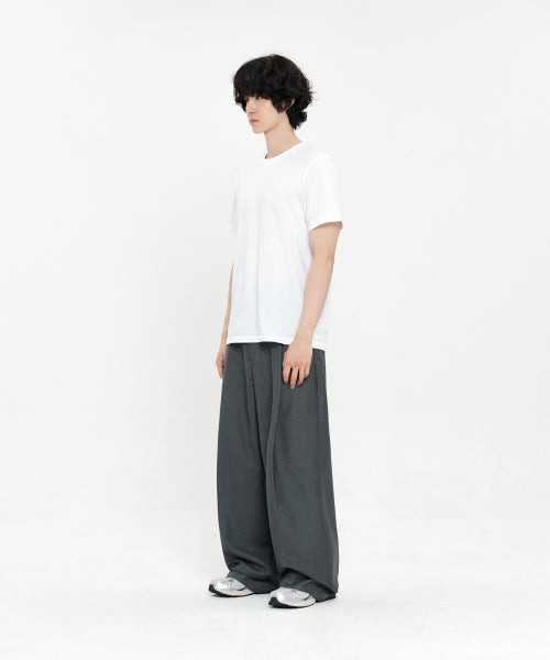ONE TUCK WIDE SLACKS - 5 COLORS GREY