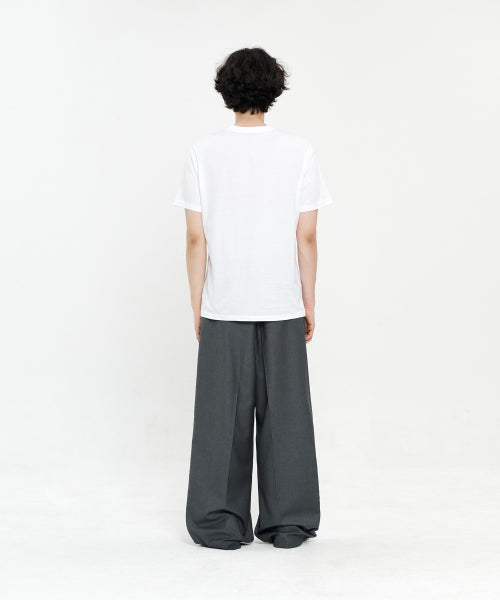 ONE TUCK WIDE SLACKS - 5 COLORS GREY
