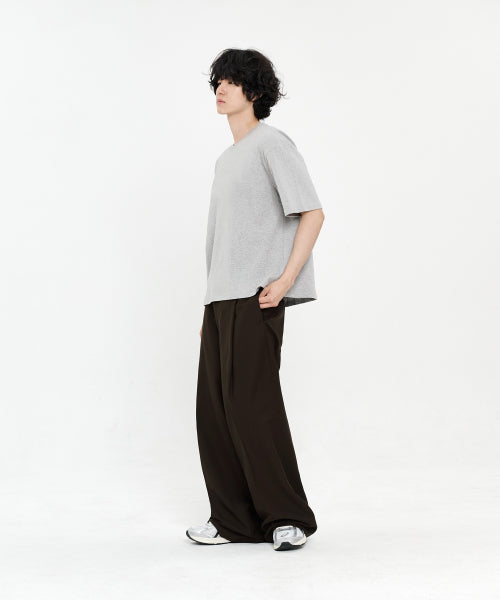 ONE TUCK WIDE SLACKS - 5 COLORS DARK BROWN