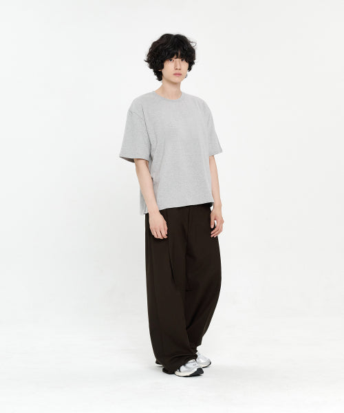 ONE TUCK WIDE SLACKS - 5 COLORS DARK BROWN