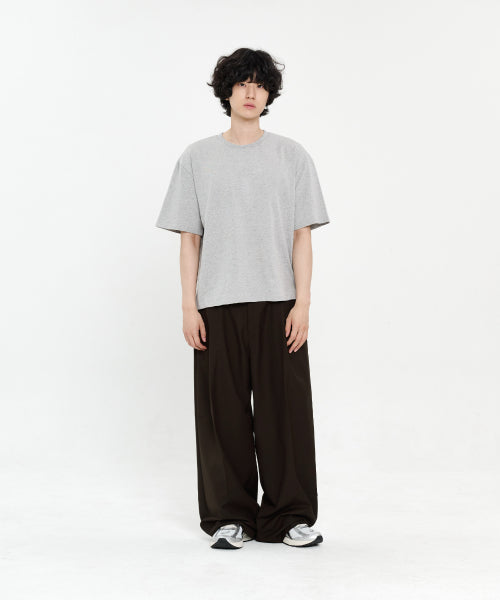 ONE TUCK WIDE SLACKS - 5 COLORS DARK BROWN