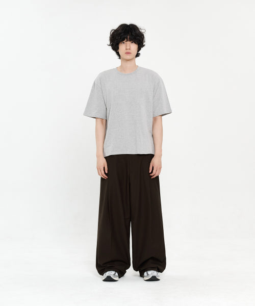 ONE TUCK WIDE SLACKS - 5 COLORS DARK BROWN