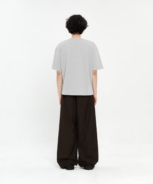 ONE TUCK WIDE SLACKS - 5 COLORS DARK BROWN