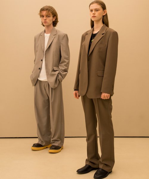 ONE TUCK WIDE SLACKS - 5 COLORS BEIGE
