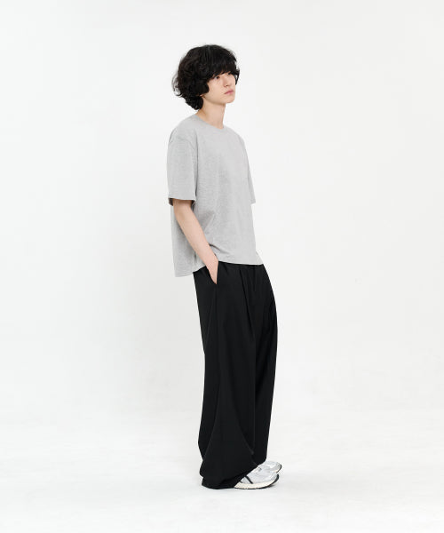ONE TUCK WIDE SLACKS - 5 COLORS BLACK