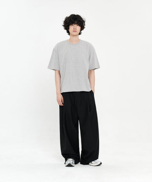 ONE TUCK WIDE SLACKS - 5 COLORS BLACK
