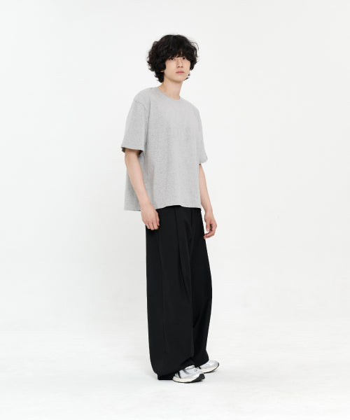 ONE TUCK WIDE SLACKS - 5 COLORS BLACK