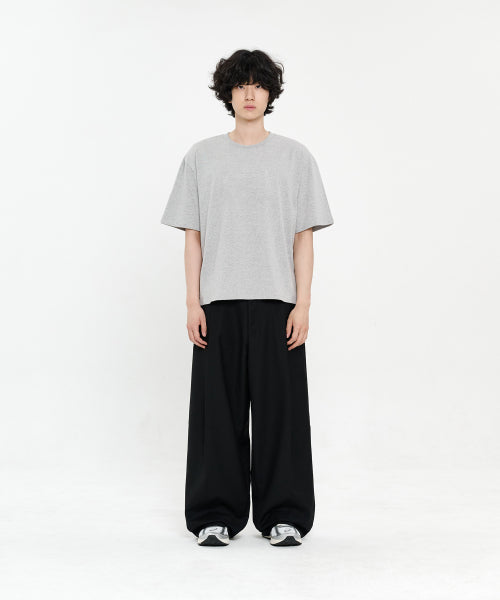 ONE TUCK WIDE SLACKS - 5 COLORS BLACK