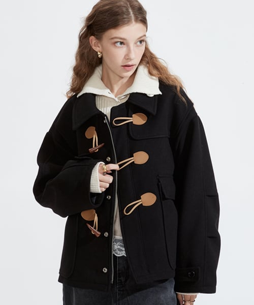 OVERFIT DUFFLE COAT BLACK