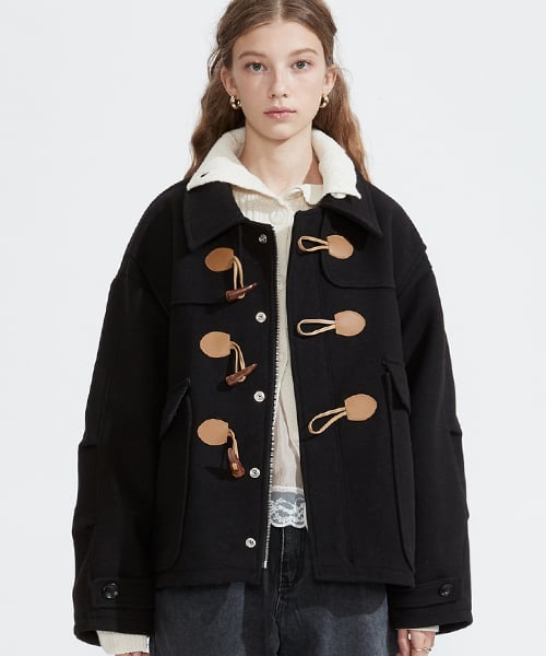 OVERFIT DUFFLE COAT BLACK