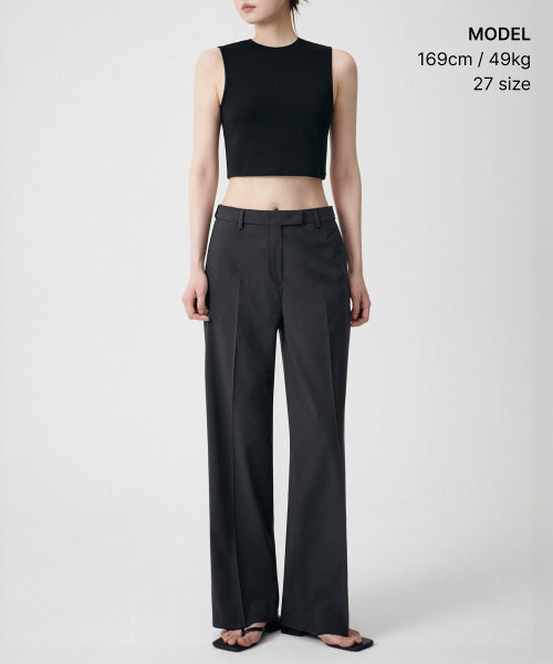 WIDE HIDDEN BANDING SLACKS - 2 COLORS GRAY
