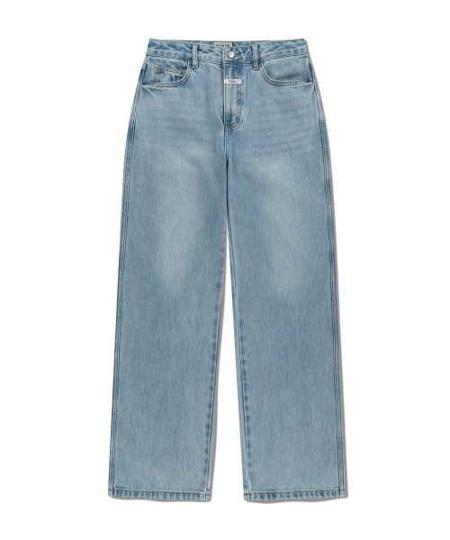 W HIGH STRAIGHT DENIM PANTS - 2 COLORS BLUE