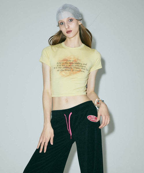 CHEESY WORDS CROP TOP EGGSHELL AS SHOWN