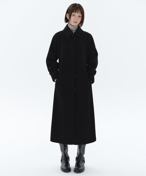 WOMENS CASHMERE BLEND BALMACAAN ROBE COAT #韓韶禧同款! - 8 COLORS BLACK