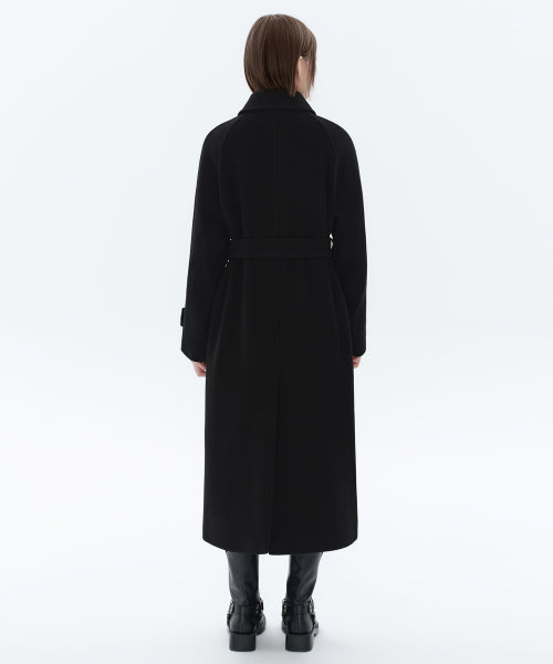 WOMENS CASHMERE BLEND BALMACAAN ROBE COAT #韓韶禧同款! - 8 COLORS BLACK