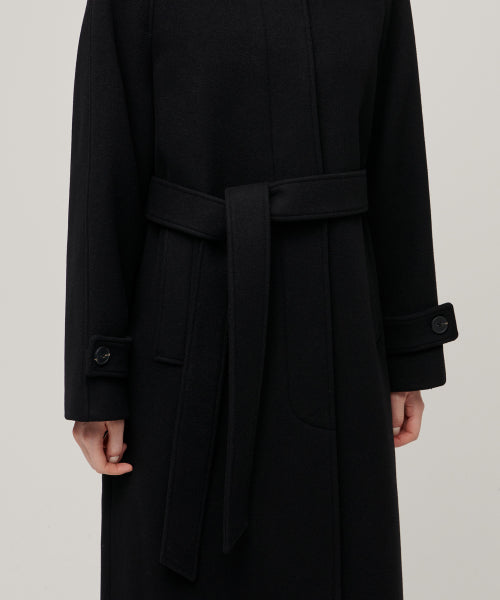 WOMENS CASHMERE BLEND BALMACAAN ROBE COAT #韓韶禧同款! - 8 COLORS BLACK