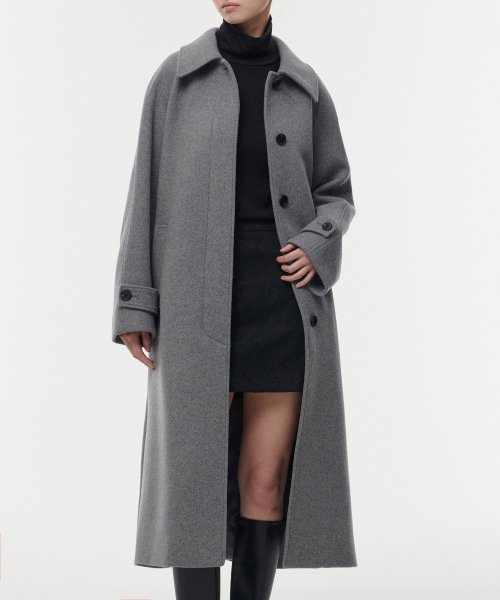 WOMENS CASHMERE BLEND BALMACAAN ROBE COAT #韓韶禧同款! - 8 COLORS GREY