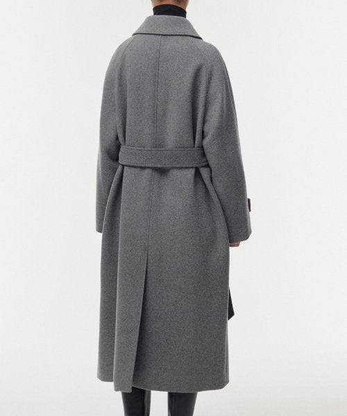 WOMENS CASHMERE BLEND BALMACAAN ROBE COAT #韓韶禧同款! - 8 COLORS GREY