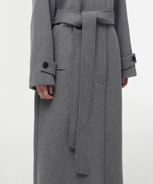 WOMENS CASHMERE BLEND BALMACAAN ROBE COAT #韓韶禧同款! - 8 COLORS GREY