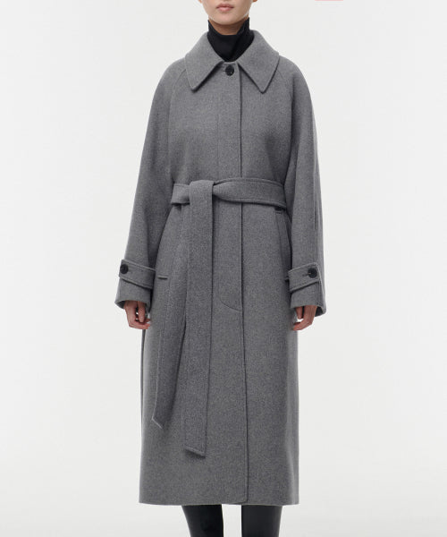 WOMENS CASHMERE BLEND BALMACAAN ROBE COAT #韓韶禧同款! - 8 COLORS GREY