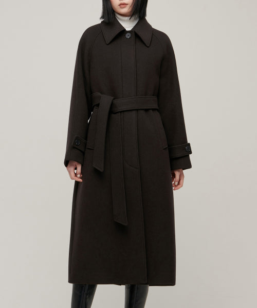 WOMENS CASHMERE BLEND BALMACAAN ROBE COAT #韓韶禧同款! - 8 COLORS BROWN