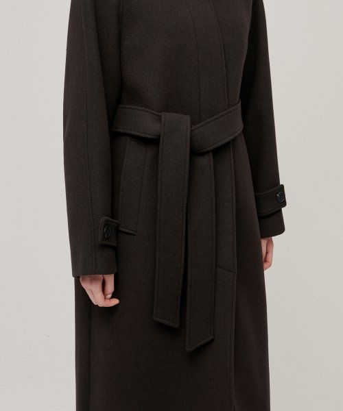 WOMENS CASHMERE BLEND BALMACAAN ROBE COAT #韓韶禧同款! - 8 COLORS BROWN