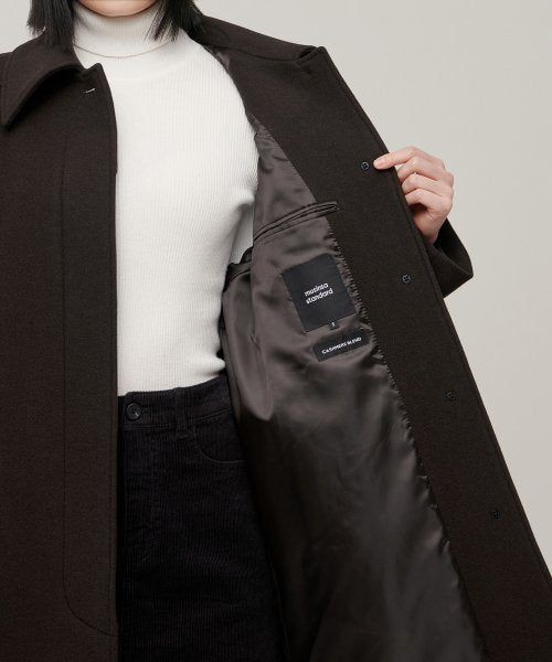 WOMENS CASHMERE BLEND BALMACAAN ROBE COAT #韓韶禧同款! - 8 COLORS BROWN