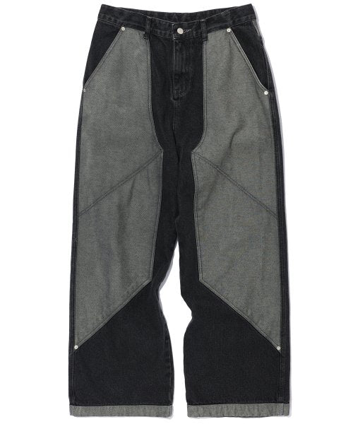 LAYER WIDE DENIM PANTS - 3 COLORS BLACK