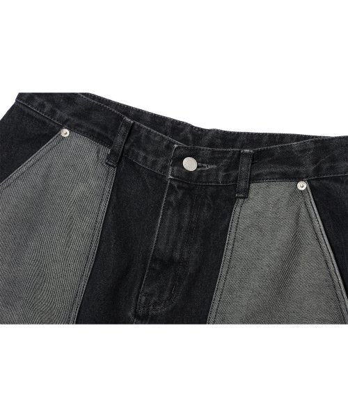 LAYER WIDE DENIM PANTS - 3 COLORS BLACK