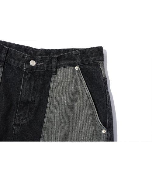 LAYER WIDE DENIM PANTS WASHED - 3 COLORS BLACK