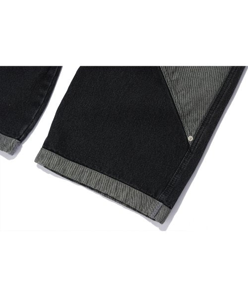 LAYER WIDE DENIM PANTS WASHED - 3 COLORS BLACK