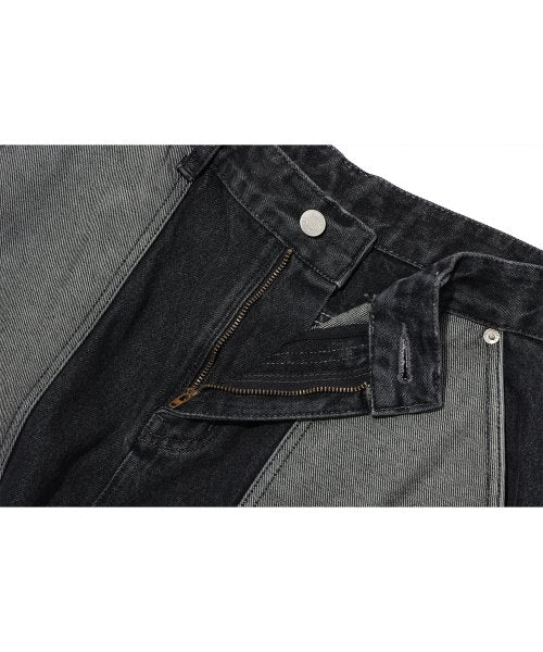 LAYER WIDE DENIM PANTS - 3 COLORS BLACK