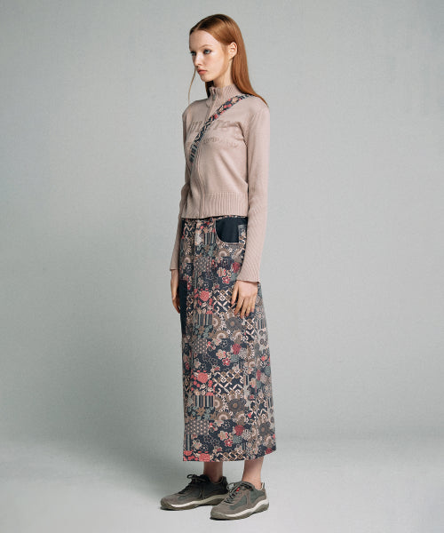 SUNDRY PATCHWORK MAXI SKIRT - 2 COLORS NAVY