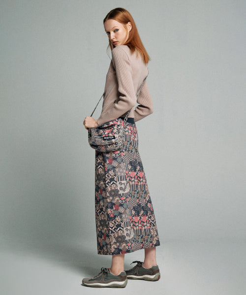 SUNDRY PATCHWORK MAXI SKIRT - 2 COLORS NAVY