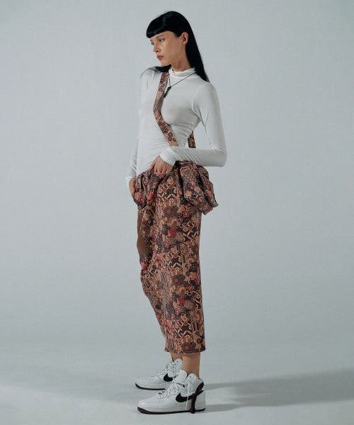 SUNDRY PATCHWORK MAXI SKIRT - 2 COLORS BROWN