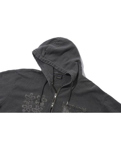 2-WAY PIGMENT HOOD ZIP-UP - 4 COLORS BLACK