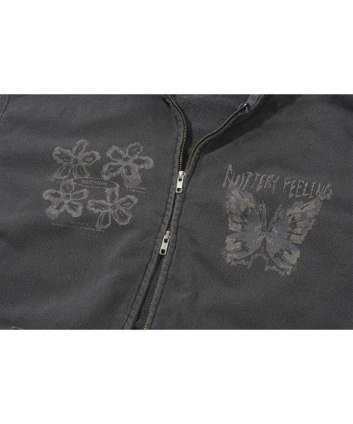 2-WAY PIGMENT HOOD ZIP-UP - 4 COLORS BLACK