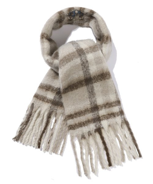 BRUSHED CHECK MUFFLER - 3 COLORS BEIGE