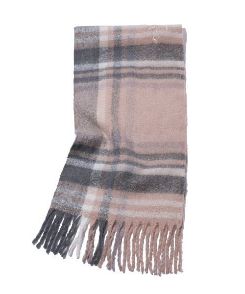 BRUSHED CHECK MUFFLER - 3 COLORS PINK