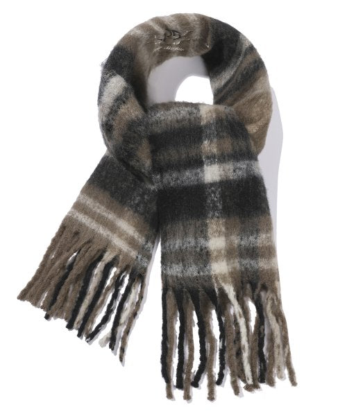 BRUSHED CHECK MUFFLER - 3 COLORS BROWN