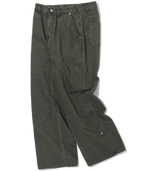 LAYER WIDE DENIM PANTS WASHED - 3 COLORS KHAKI
