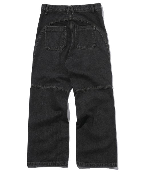 MIXED PANEL WIDE DENIM PANTS - 3 COLORS BLACK