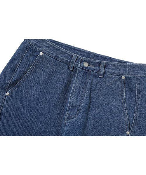 CURVED WIDE DENIM PANTS - 2 COLORS INDIGO