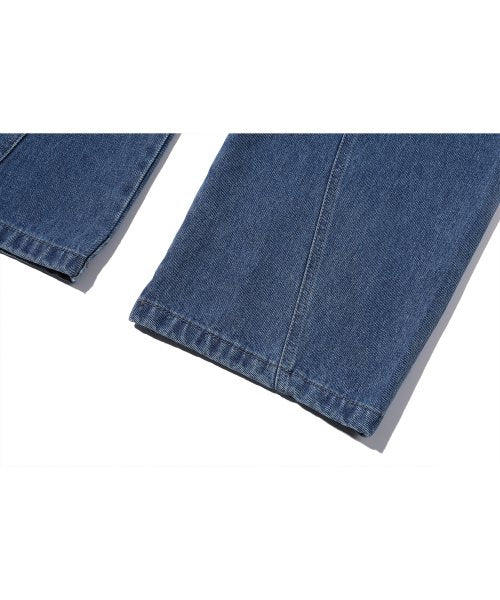 CURVED WIDE DENIM PANTS - 2 COLORS INDIGO