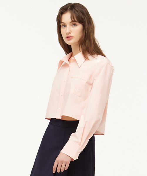 WRINKLE FREE CROP SHIRT - 2 COLORS